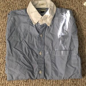Slim small blue striped long sleeve shirt